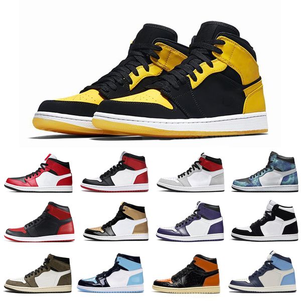 

2020 unc разводят мужчины женщины ботинки баскетбола 1 1s черный обсидиан пальца ноги тревиса 4s cactus jack white cement мужские тренер спо, Black