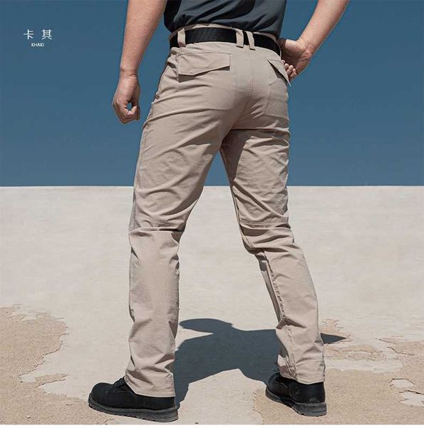 

summer thin quick-drying elastic fabric cargo pants men casual trousers mens outdoor camping hiking tactical pants, Black