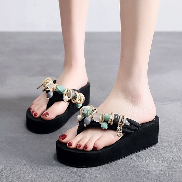 

nmyva интернет знаменитости тапочки женщин на открытом воздухе высокой моды пятки флип-флоп летом личность этнический стиль толстый флип-фло