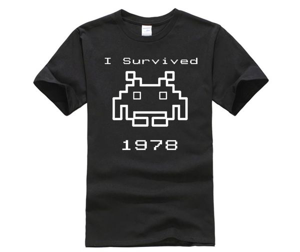 

i survived 1978 men tees gaming t shirts video game space invaders space alien geek nerd culture atari novelty, White;black