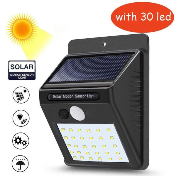 

led solar powered wall light motion sensor outdoor garden security lamp