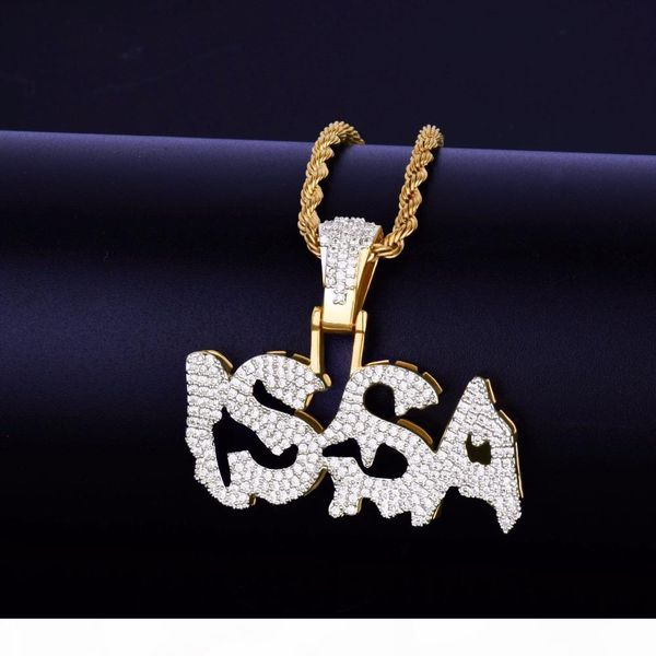 

seller hip hop jewelry men's issa letters pendant & necklace gold color with fashion rope chain for drop shipping, Silver