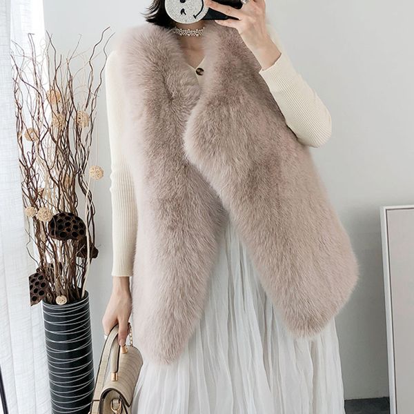 

2020 winter warm real fur vest full pelt casual sleeveless women genuine fur gilet ladies waistcoat, Black