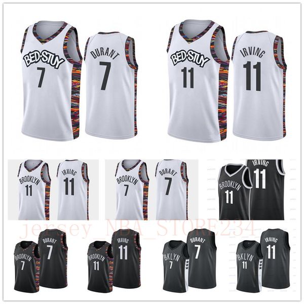 

mens brooklyn nets kevin #7 durant kyrie #11 irving jersey 72 biggie the city version shorts basketball jerseys, Black;red