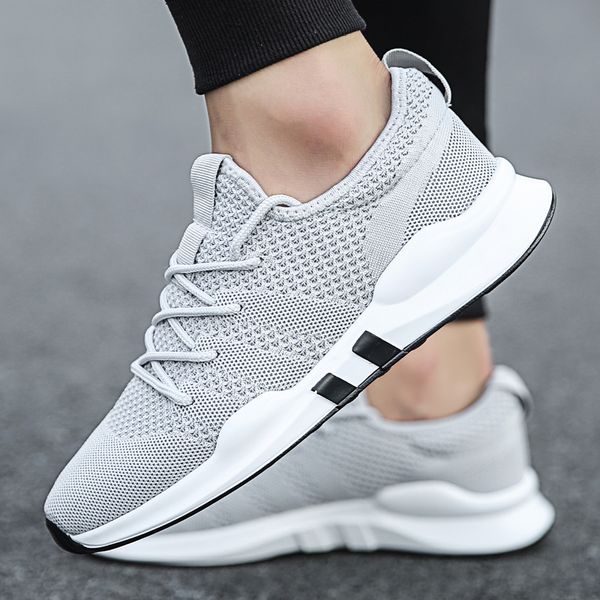 

new men's casual shoes for man sneakers fashion mesh breathabl sports running shoes tenis flats brand zapatos de hombre lace-up, Black