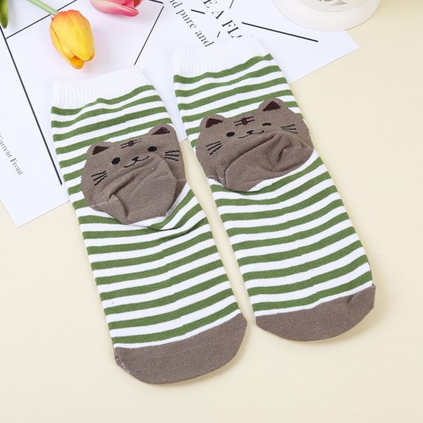 

autumn and winter cute cotton cat cotton and socks korean cartoon socks, Pink;yellow