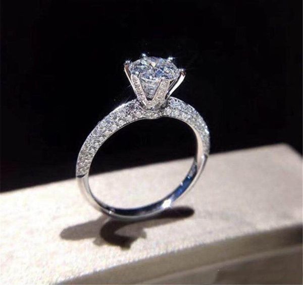 

925 стерлингового серебра с бриллиантами 2 карата дизайнерские кольца bague have штамп и первоначально коробка женские свадьбы помолвки love, Golden;silver