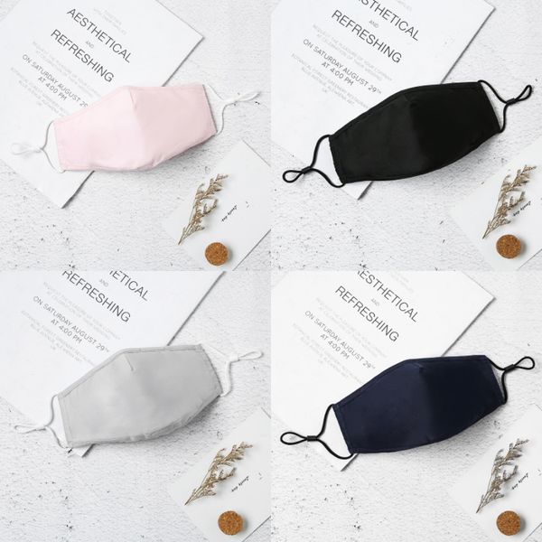 

wholesale 500 1pcs fashion sponge face masks with valve 3 layers washable reusable cloth designer printed face mask with pm2.5 filter ant#69, Black