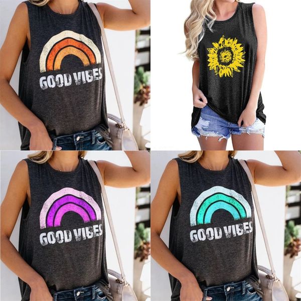 

summer women t shirt tie-dye floral printed vest sleeveless t-shirt with face mask brand crop luxury girls lady clothes s-xxxl d6905#379, White