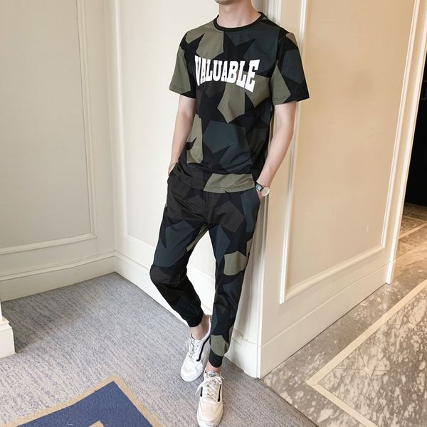 

men's tracksuits 2020 new arrival summer mens fashion camouflage color sports suit casual men active leisure suits size -4xl, Gray