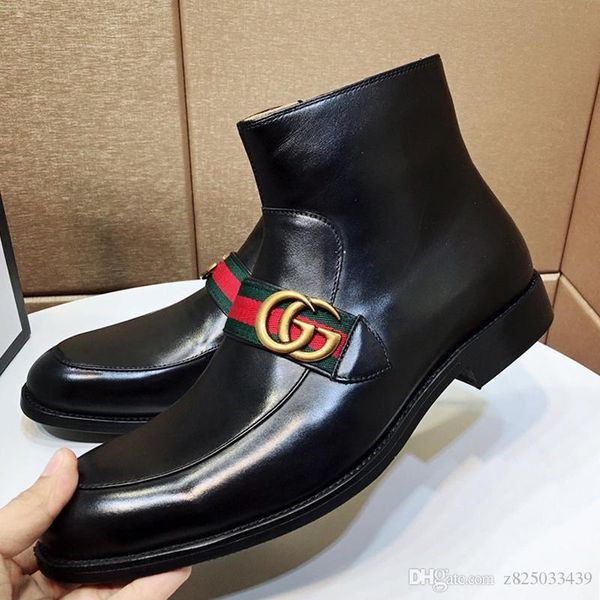 

luxury men shoes fashion ankle boots leather winter waterproof mens leather horsebit chain boot stivali da uomo luxury design g775 ank