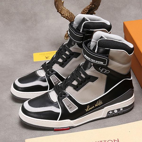 

fashion mens shoes trainer sneaker mid -zapatos de hombre men shoes casual bottes hommes luxury ankle martin boots fashion chaussure, Black