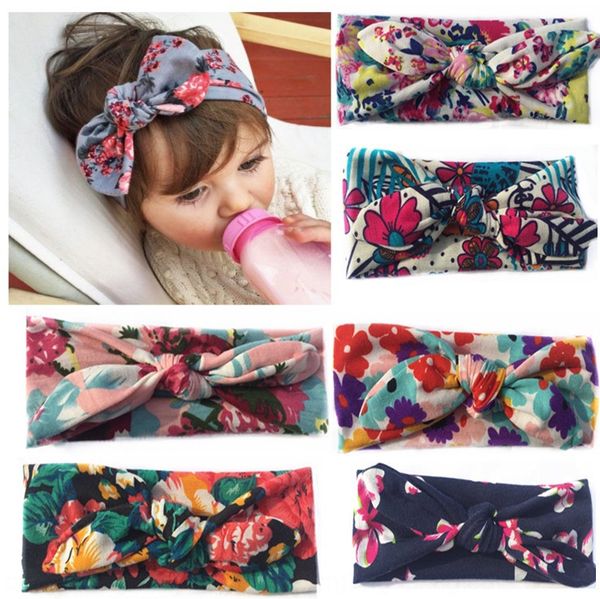 

baby printed knot rabbit ear head simple bohemian fashion band tu er hair band hair accessories, Slivery;white