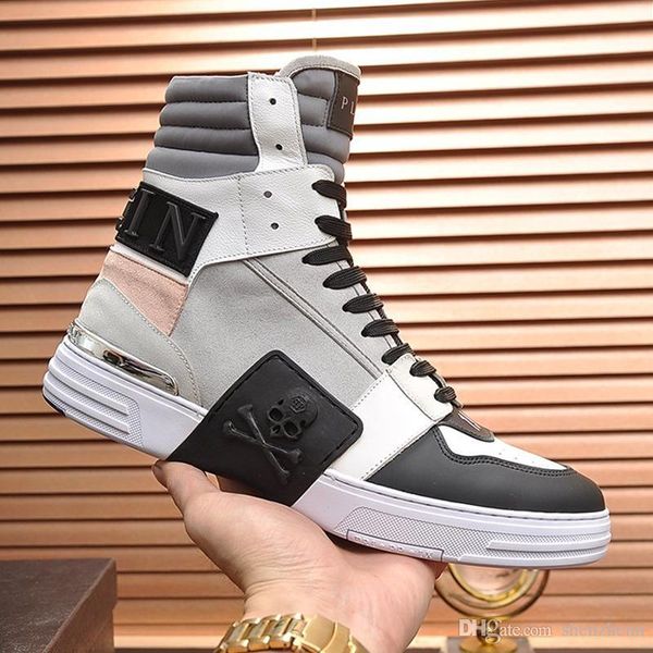 

luxury men casual shoes sneakers fashion zapatos hombre with box phantom kick $hi -leather mix mens shoes boots herrenstiefel drop ship, Black