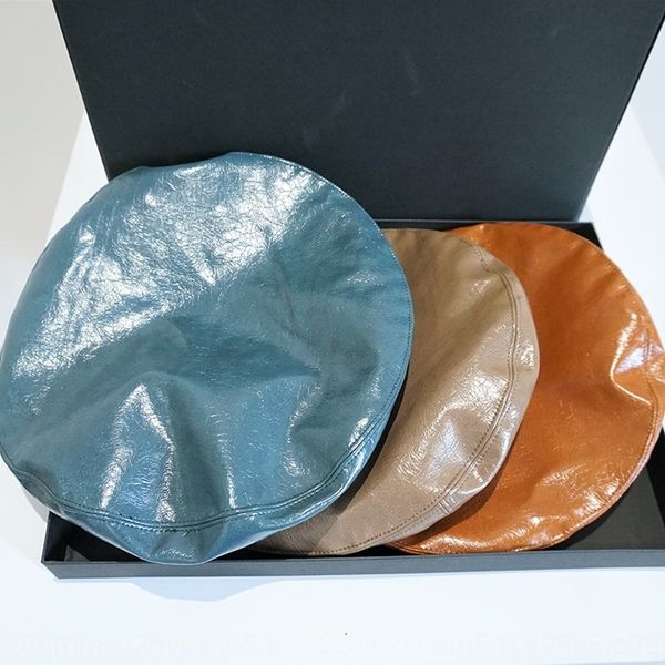 

nvlz2 beautiful oil-painted color oil-skin beret female literary korean hua jia mao hua jia mao beret painter cap painter hat blue card brow, Blue;gray