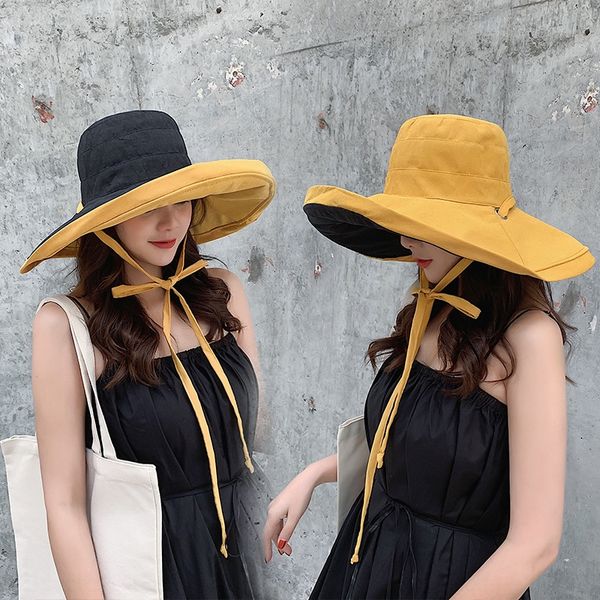 

summer bucket bucket new cloth two-sided flat basin women's big brim sun hat fisherman hat, Blue;gray