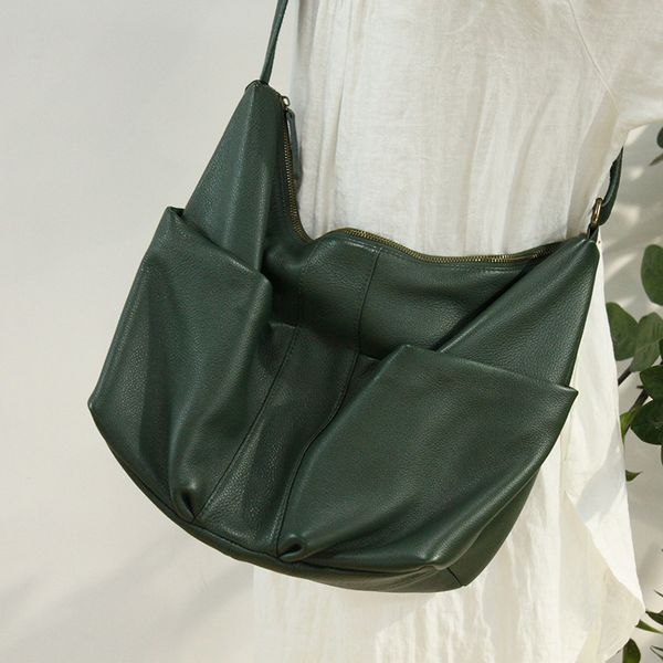 

johnature 2020 new leisure first layer cow leather women bag fashion shoulder bags solid color large capacity messenger bag