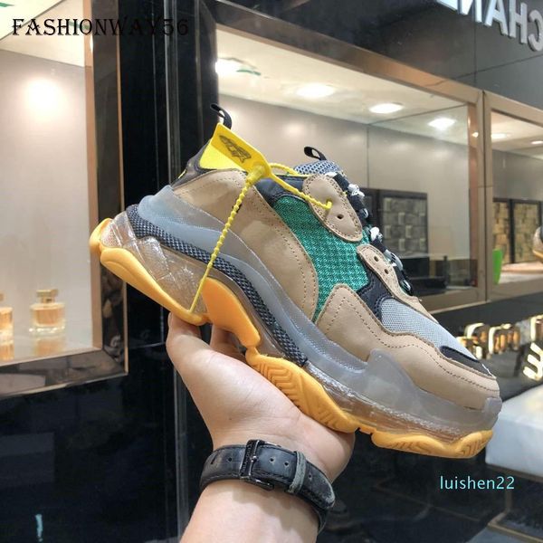 

paris 2019 crystal bottom triple-s leisure shoes dad shoes platform triple s sneakers for men, Black