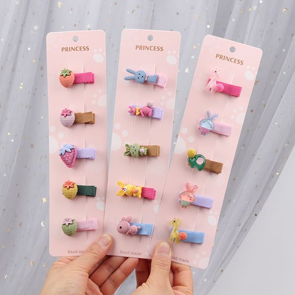 

infant hair headdress headdress pin baby hairpin combination set korean girl hair accessories cartoon animal cute girl headwear, Slivery;white