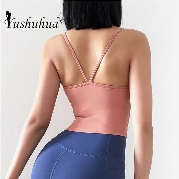 

v backless fitness bras sports for women gym sport bh female yoga crop women gym vest training camisole, White;red