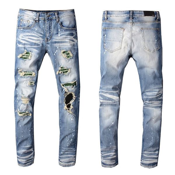 

men's black skinny jeans skinny pants casual luxury ragged jeans men's master design men's denim ripped jeans, Blue