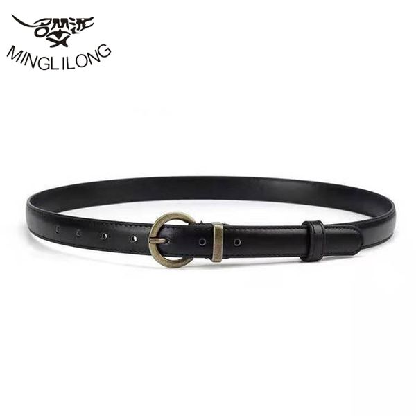 

minglilong retro buckle female belt simple thin belt for women korean style waist strap fashion black pants belt student cx200722, Black;brown