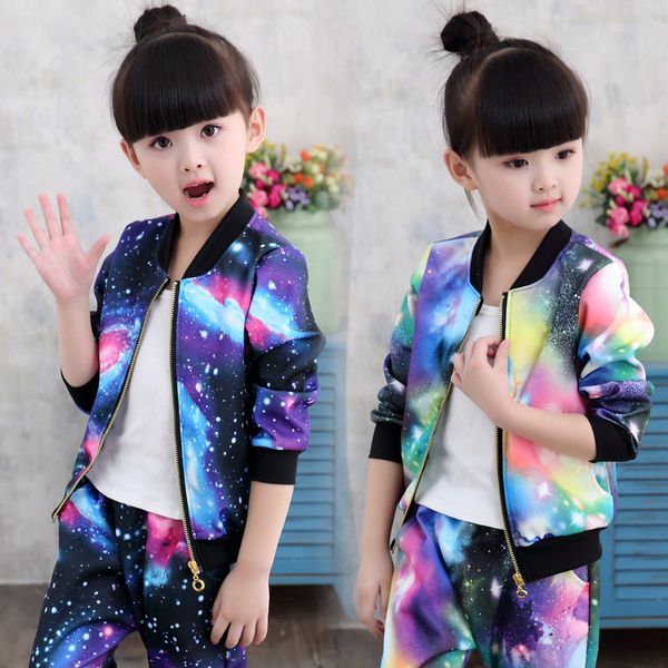 

children's spring and autumn suit girls set, White