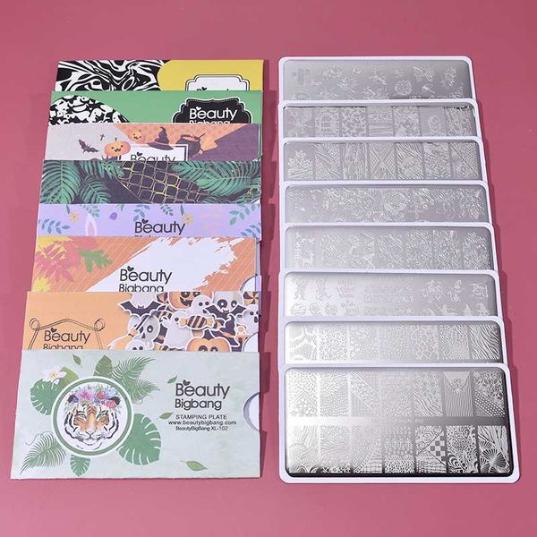 

beautybigbang 8pcs nail stamping plates set animal flower style image 6*12cm nail art template stamp plate