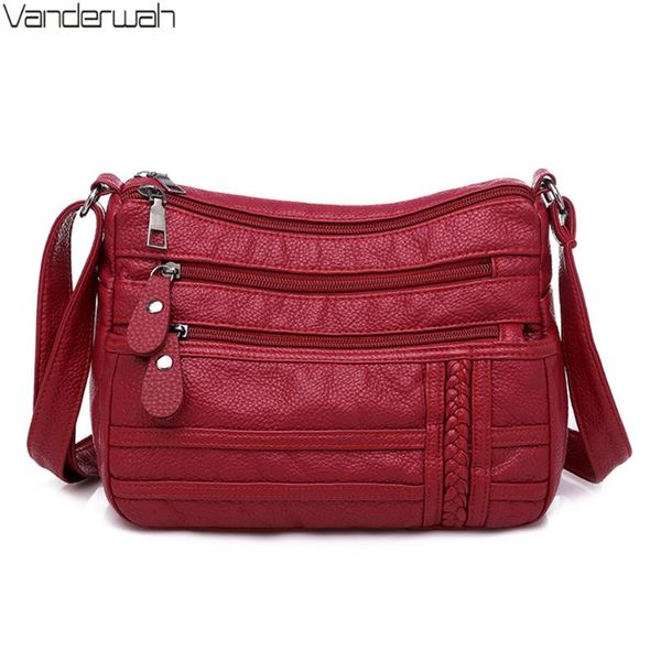 

ladies multi-pocket messenger bag soft pu leather shoulder bags casual crossbody bags for women 2020 bolsa feminina