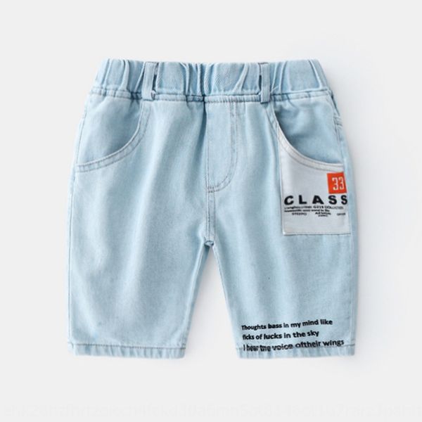

boy's summer jeans and jeans style 5-point baby's pure cotton cartoon korean casual medium pants children's fashionable pants, Blue