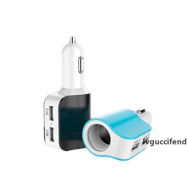 

dual usb car charger with cirgarette lighter socket for mobile phone,ipad ,gps 3 colors
