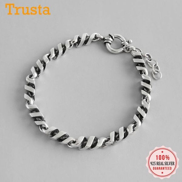 

trustdavis мода браслет 925 тайский серебряные сладкие минималистские искаженные цепи браслеты для женщин свадебные ювелирные изделия ds2270, Black