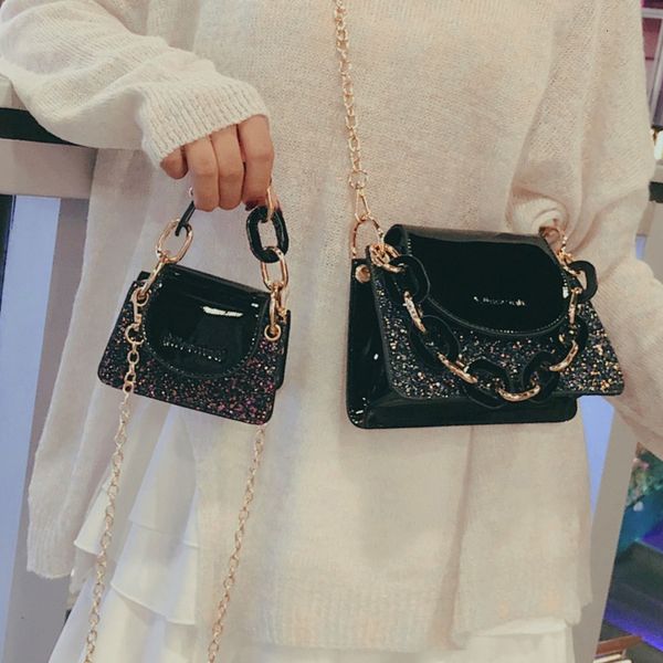 

elegant female mini sequin tote bag 2020 fashion quality patent leather womens designer handbag shoulder messenger bags