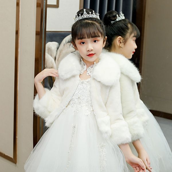 

girls thickened warm fur small coat large velvet long sleeve cloak warm shawl cloak shawl flower boy wedding dress waistcoat summer, Blue;gray