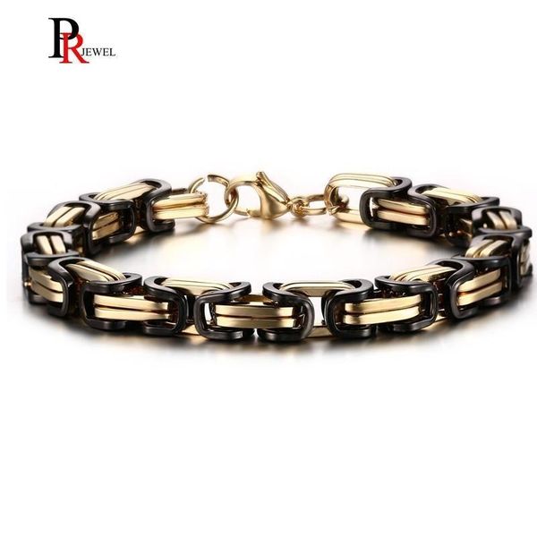 

masculine style stainless steel byzantine chain bracelet for men jewelry 8.66, Black