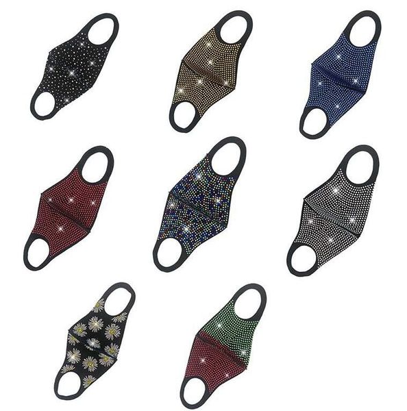 

маска для лица партии модница ночной mouth маски bling многоразовые маски защитные anti dust открытый cyling вспышка стразы маски llsk223-1