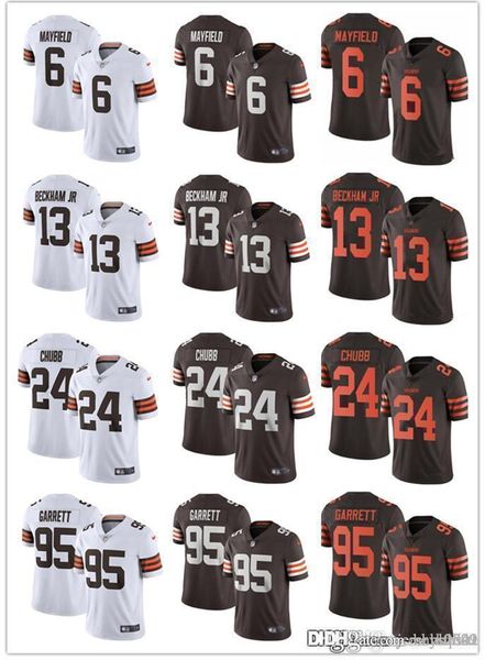 

men women cleveland browns youth 13 odell beckham jr 6 baker mayfield 95 myles garrett 24 nick chubb football jerseys rush orange, Black;red
