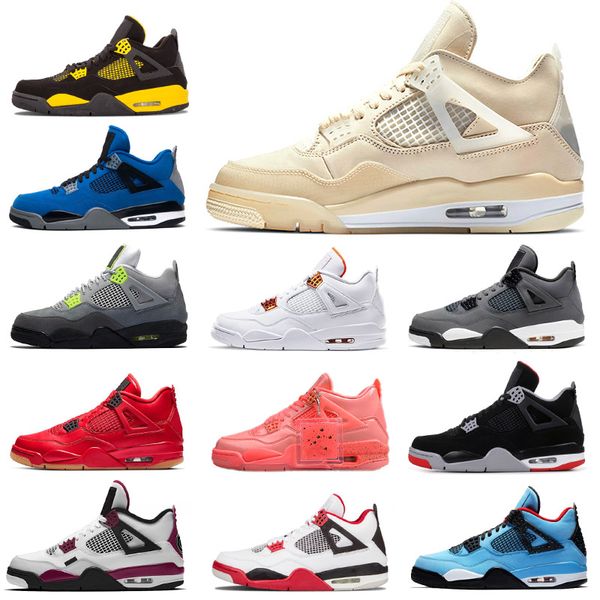 

2020 new arrival sail fashion women men jumpman iv neon outdoor retro sports basketball shoes 4 4s size eur 47