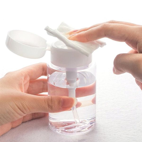 

storage bottles & jars 300ml portable empty plastic nail polish makeup remover bottle liquid clear press pumping dispenser container tool