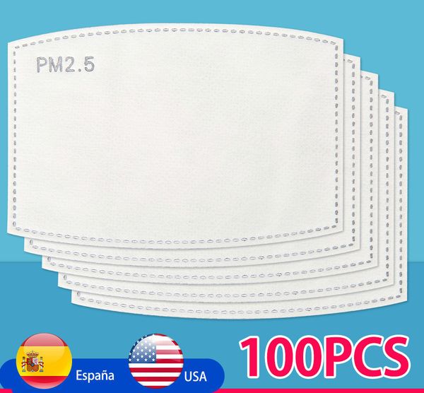 

100pcs 5 layers disposable pm2.5 mask filter paper activated carbon anti haze mouth face mask replacement filter protective pad, Silver