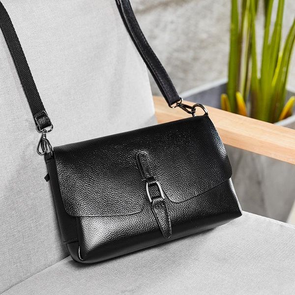 

oblique cross bag ladies new fashion leather shoulder bag lady sweet wind wild chain leather black small square bag gift 1170