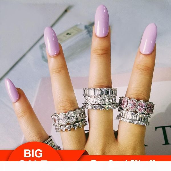 

r choucong design 925 sterling silver cz diamond gemstones wedding band eternity ring for women solid engagement anniversary fashion je, Slivery;golden