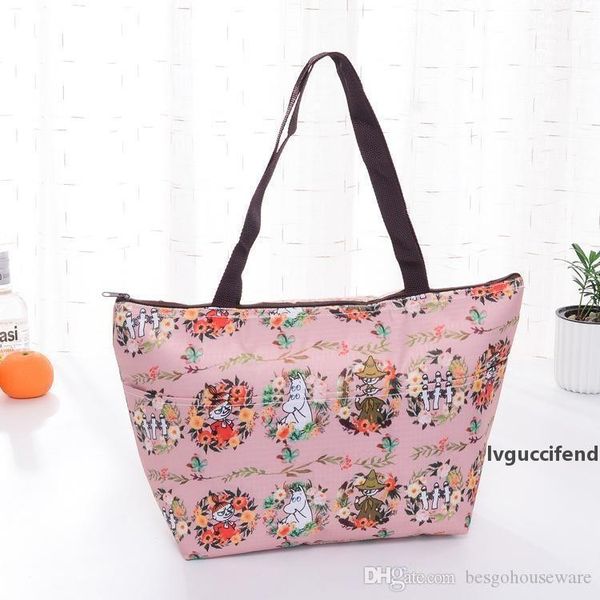 

folding insulated lunch handbag oxford cloth print lunch bag camping aluminum foil large capacity portable food bags cleanable bh1560 tqq