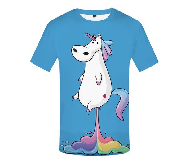 

tshirt men animal t shirt funny t shirts rainbow horse 3d print t-shirt hip hop tee cool blue mens clothing, White;black