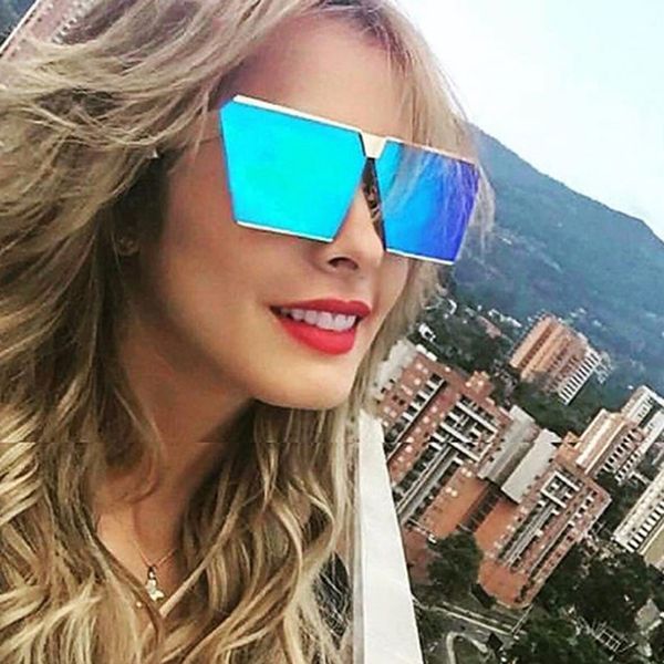 

2020 new colorful big square sunglasses women brand designer unique oversize mirror shades summer eyewear uv 400, White;black