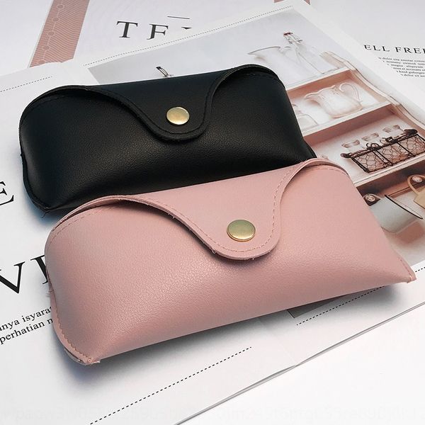 

korean-style button fashionable anti-pressure sun black leather sun women's case glasses casestorage box glasses boxstorage box, Blue