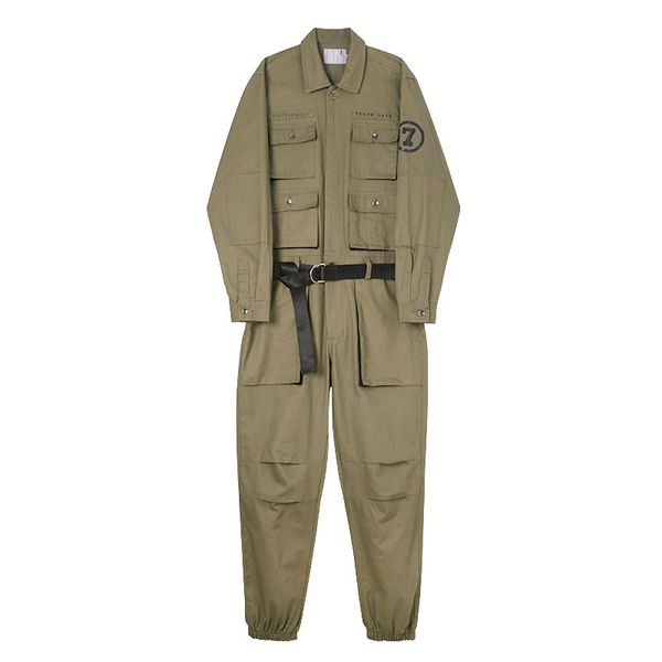 

2020 new long sleeve men's catwalk new design jumpsuit tide brand men's loose long pants tide fashion overalls, Blue