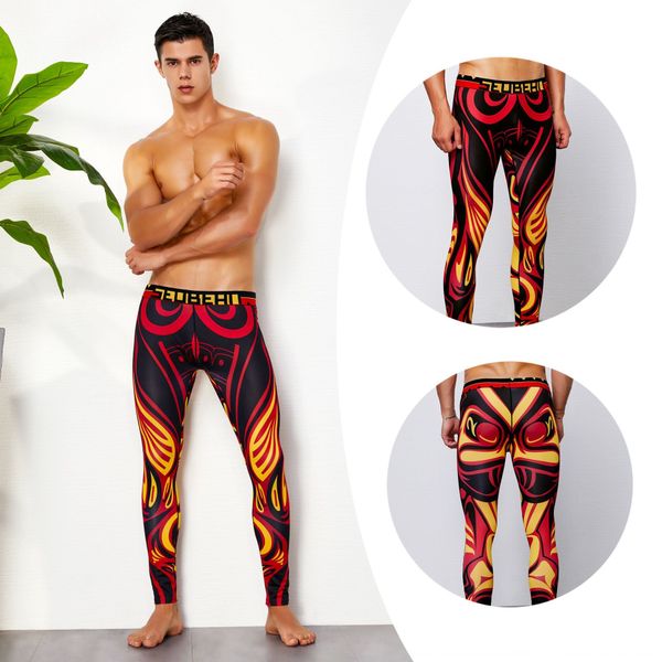 

fashion warm tight tight pants digital printed trousers new color-painted men's warm pants colorful autumn leggings for men, Black;brown