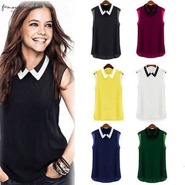 

womens clothing women summer loose casual chiffon sleeveless vest shirt blouse european style tank top, White