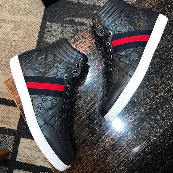 

men 's ace signature high sneaker mens shoes drop ship breathable shoes lace -up comfortable luxury men boots scarpe d, Black